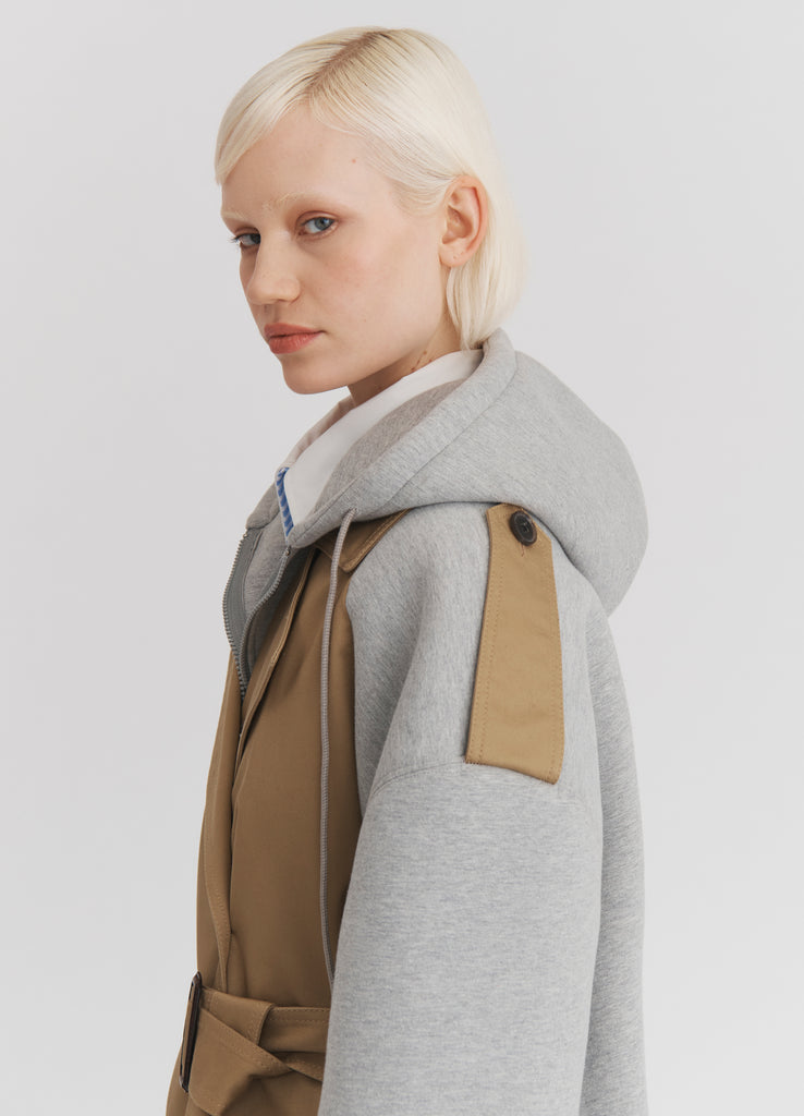 Deconstructed Combo Trench Jacket in Khaki