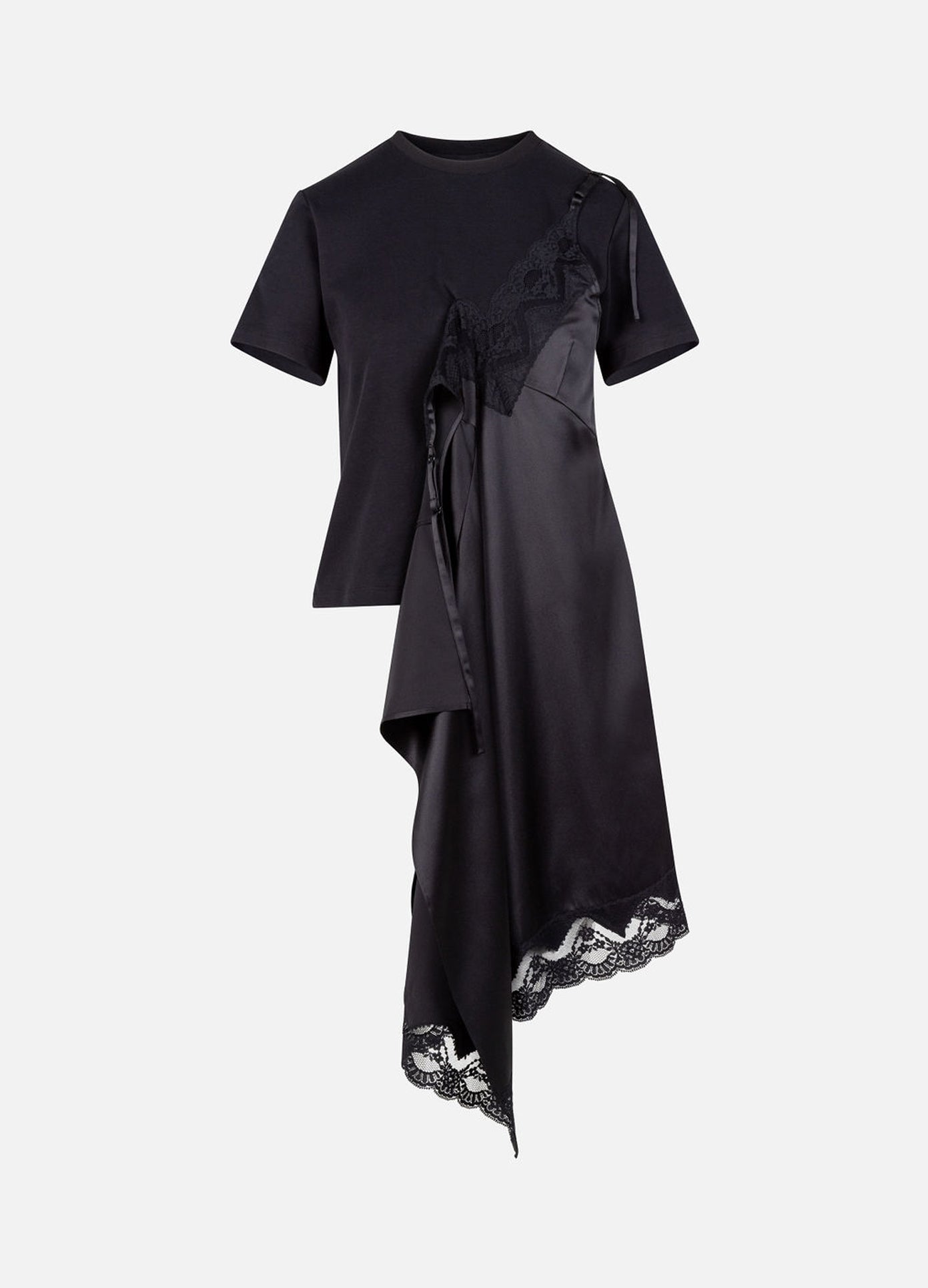 MONSE Deconstructed Lingerie T-Shirt in black flat front