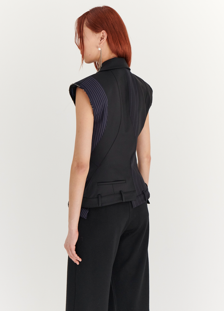 Deconstructed Sleeveless Jacket in Midnight
