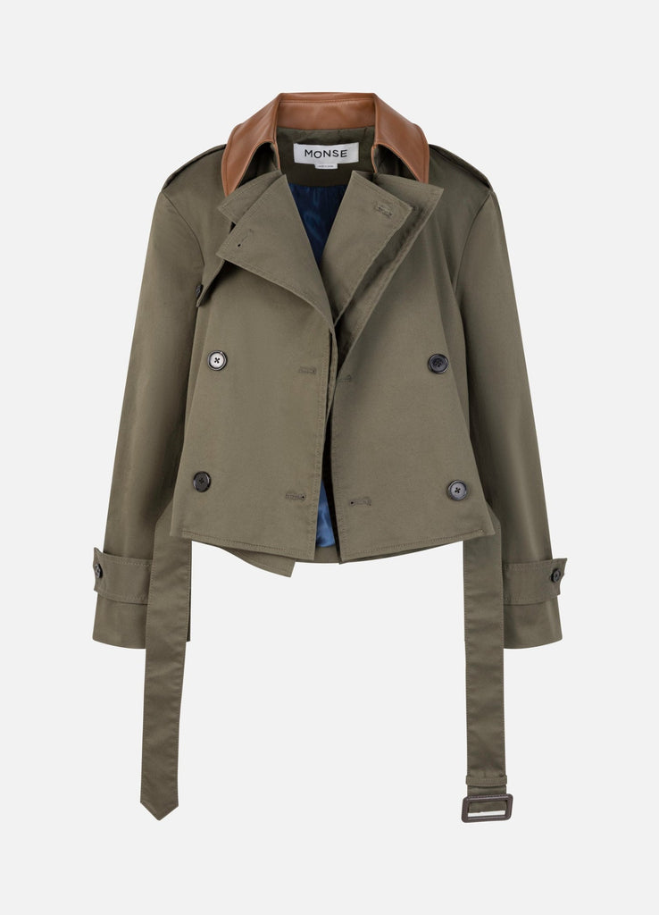 【MONSE】2way SPORTS JACKET croppedブルゾン Double Front Cropped Trench in Olive