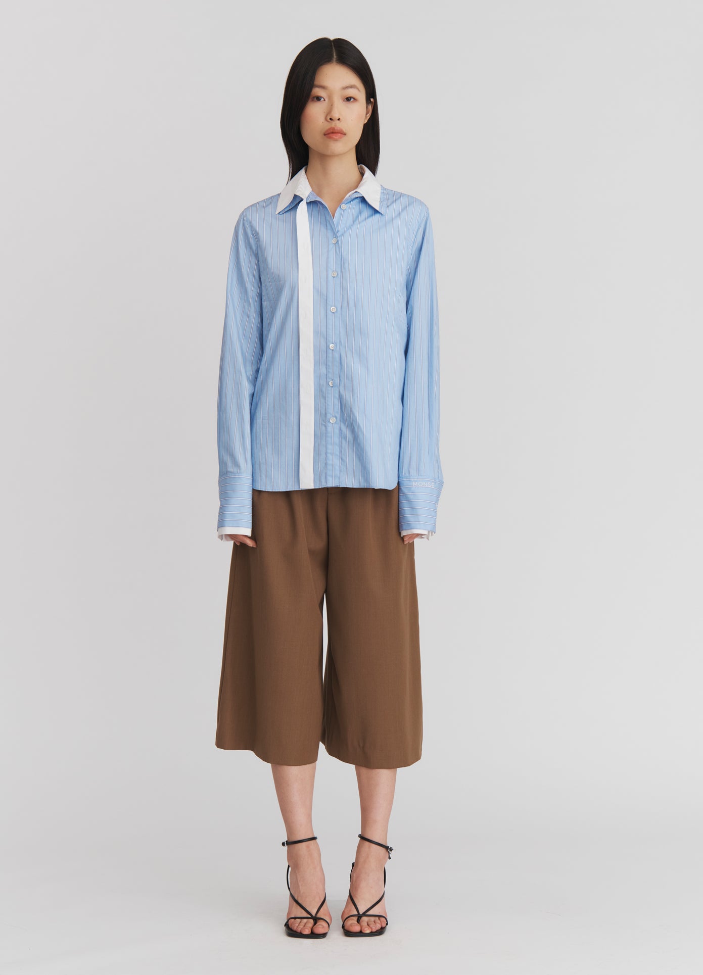 Double Layered Shirt in Oxford Blue and White MONSE Double Layered Shirt in Oxford Blue and White MONSE
