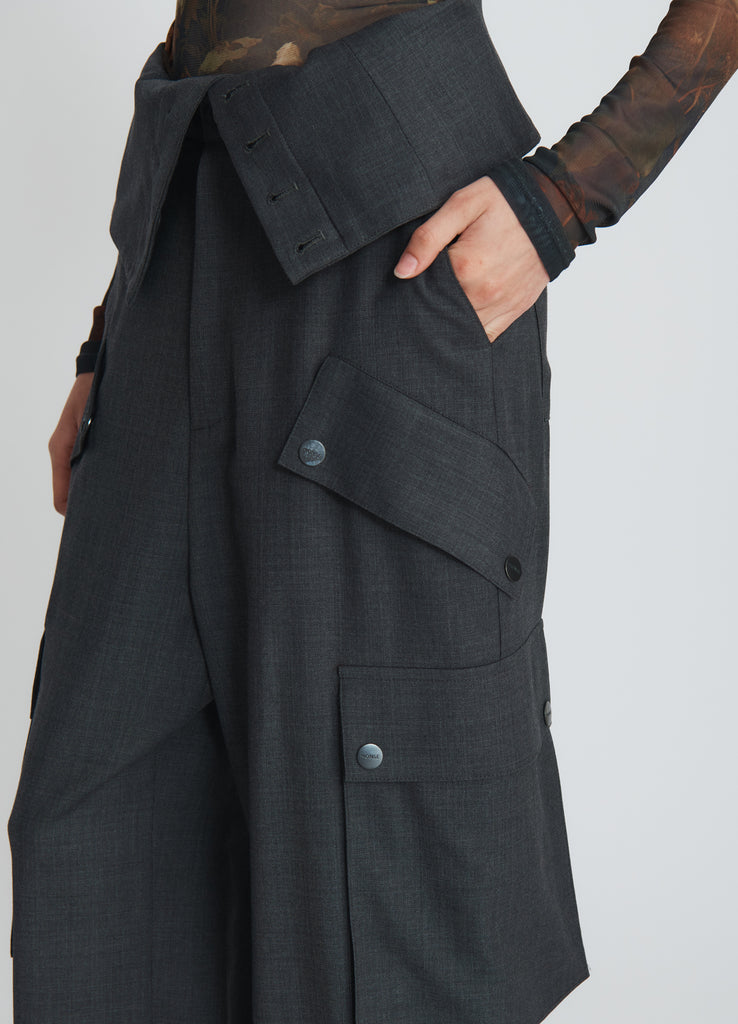 Double Waistband Cargo Pants in Charcoal