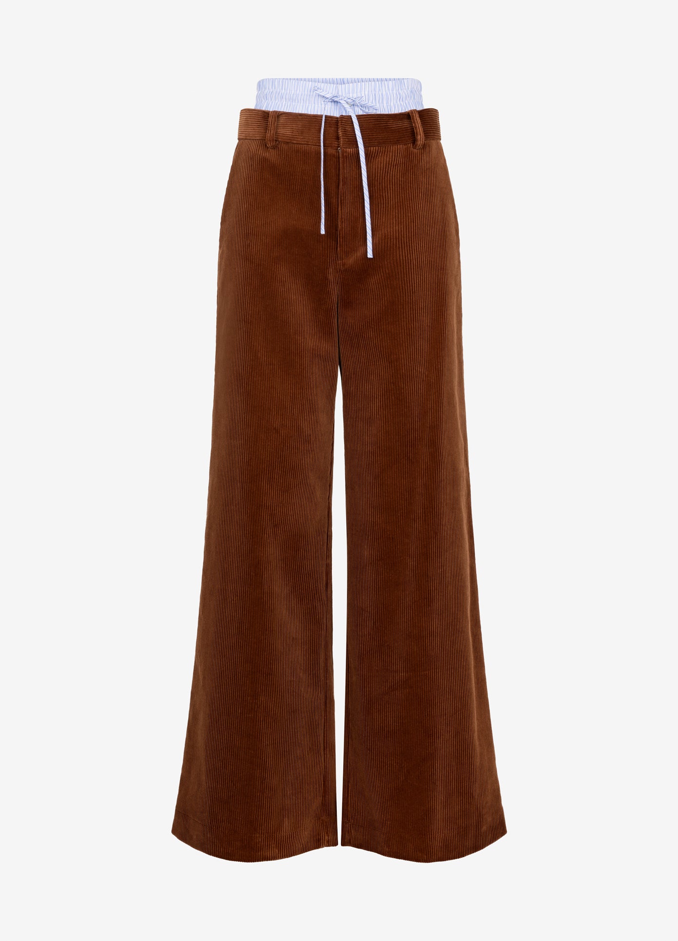 MONSE Double Waistband Combo Corduroy Trousers flat front