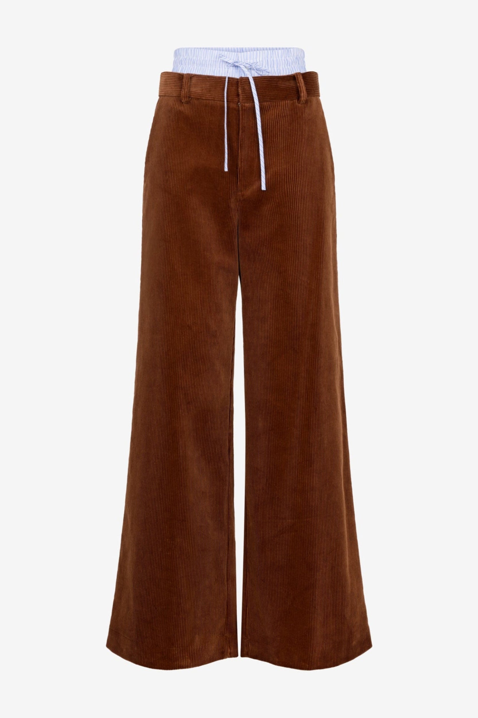 Double Waistband Combo Corduroy Trousers in Brown – MONSE