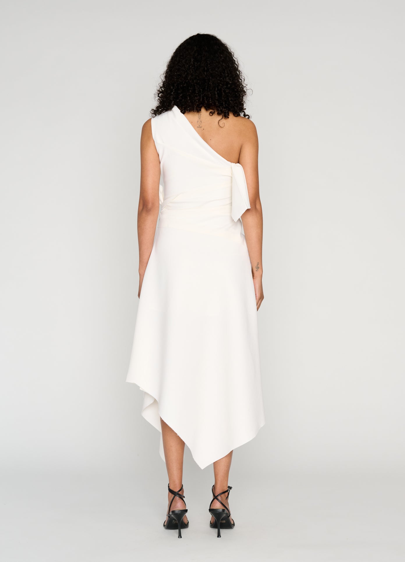 MONSE Draped Towel Dress in ivory on model full back view