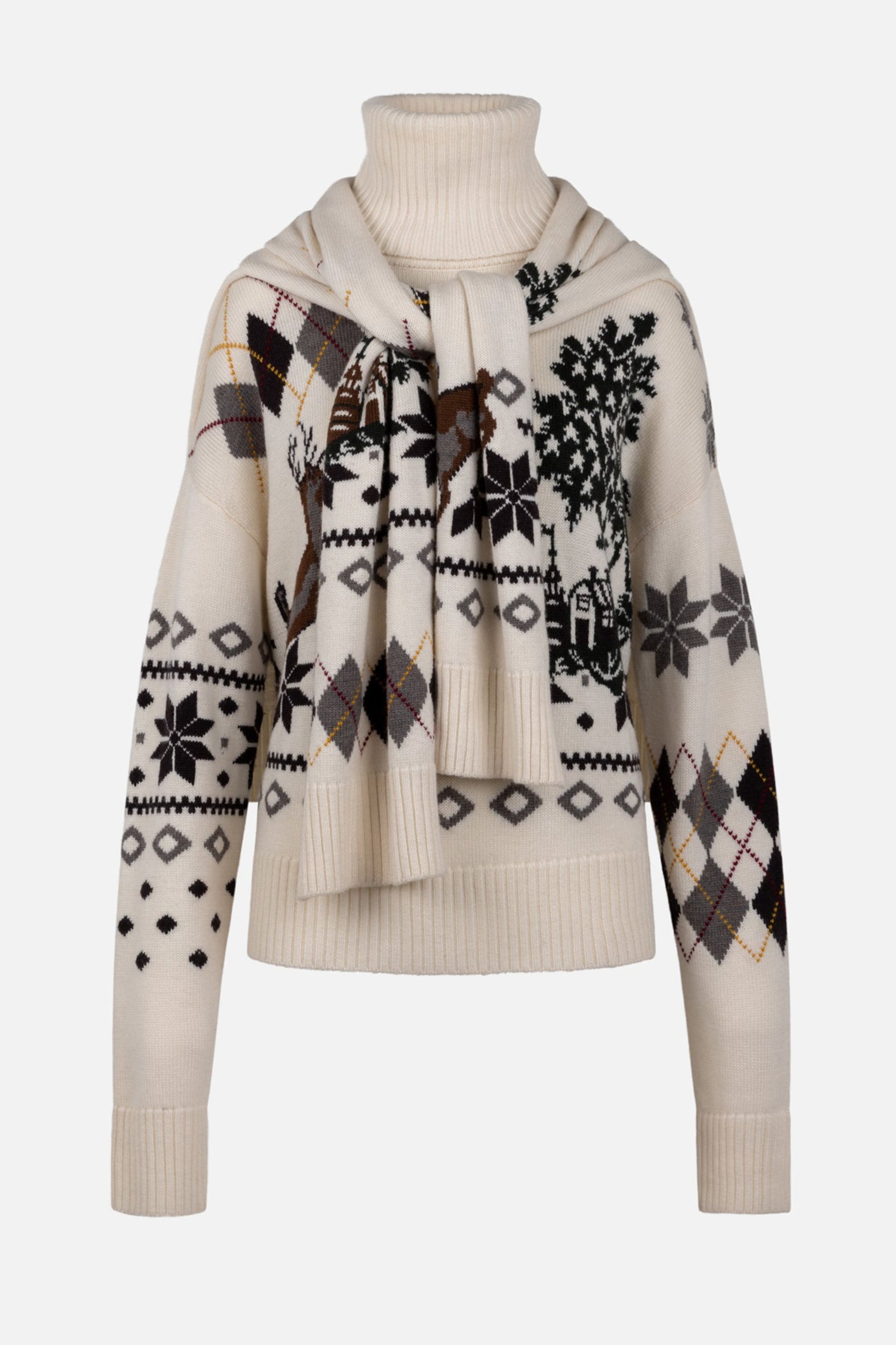 Mixed Fair Isle Roll Neck Set