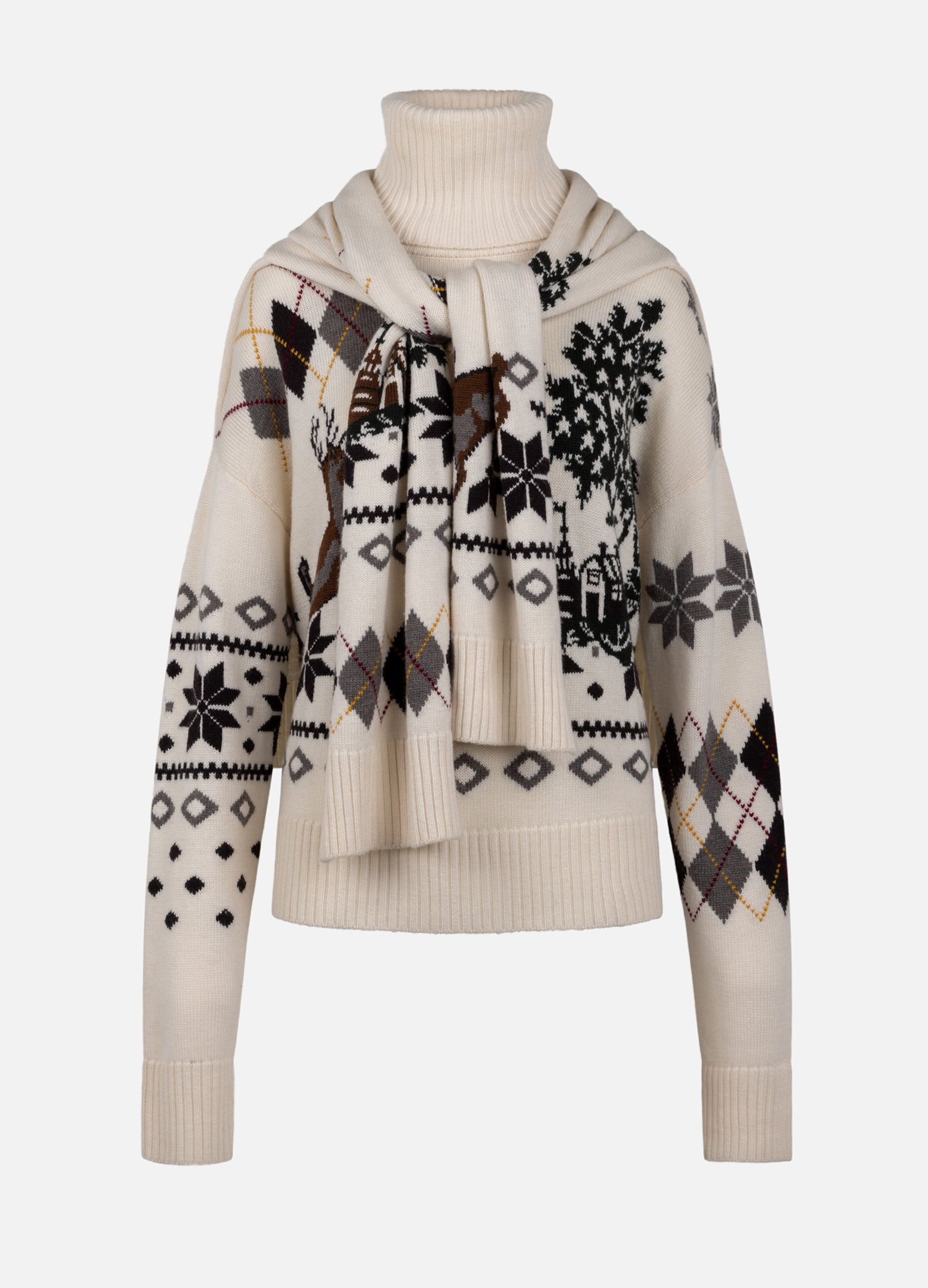 Fair Isle Roll Neck With Scarf