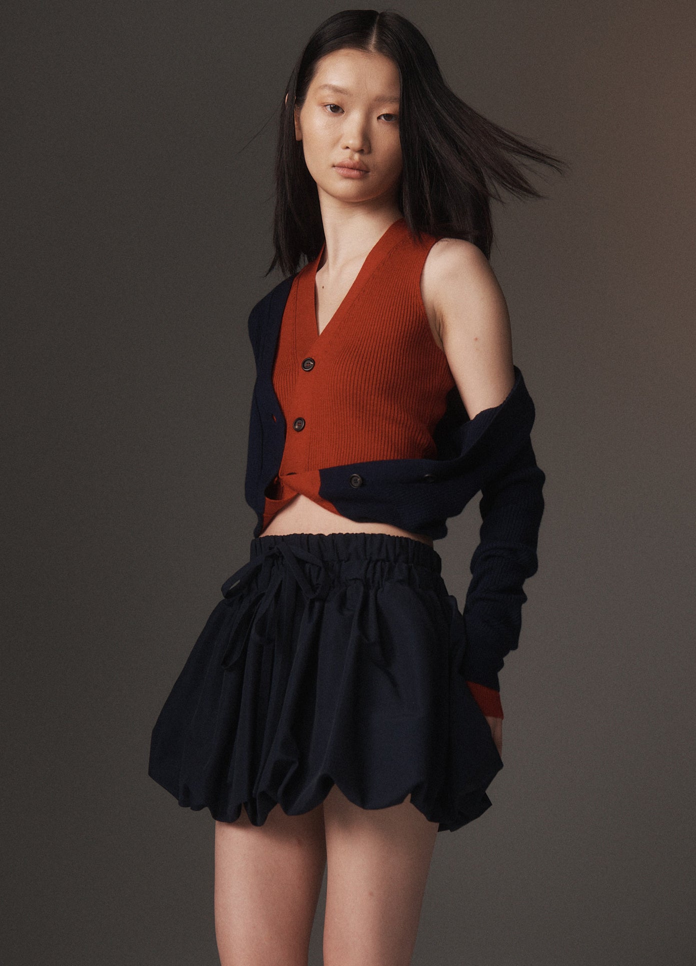 Fold-Up Ruched Bubble Skirt