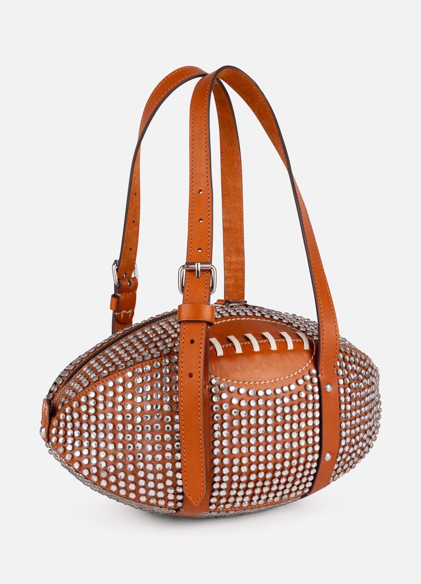 MONSE Football Bag With Crystals in brown front shot