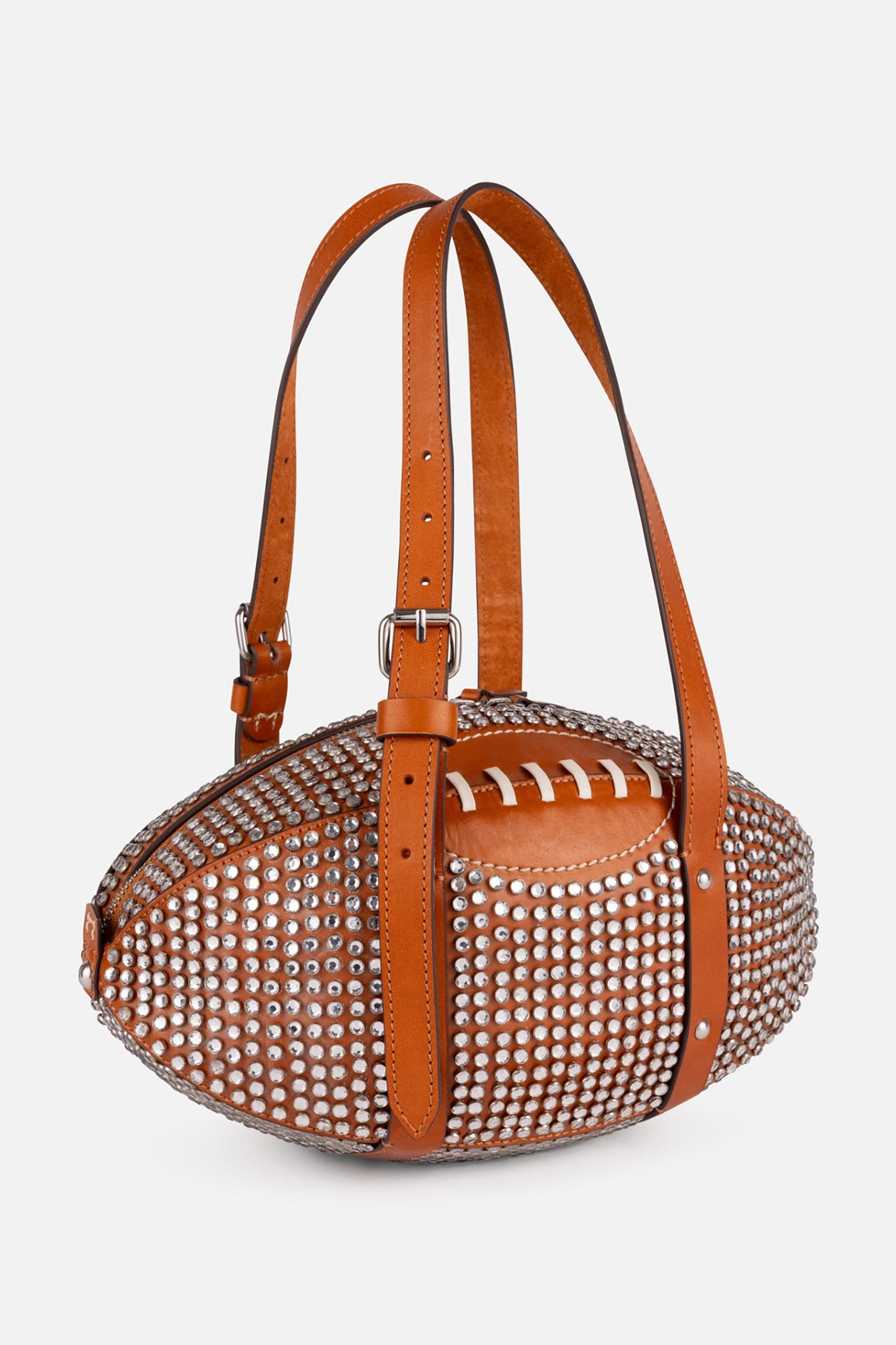 Football Bag With Crystals in Brown – MONSE