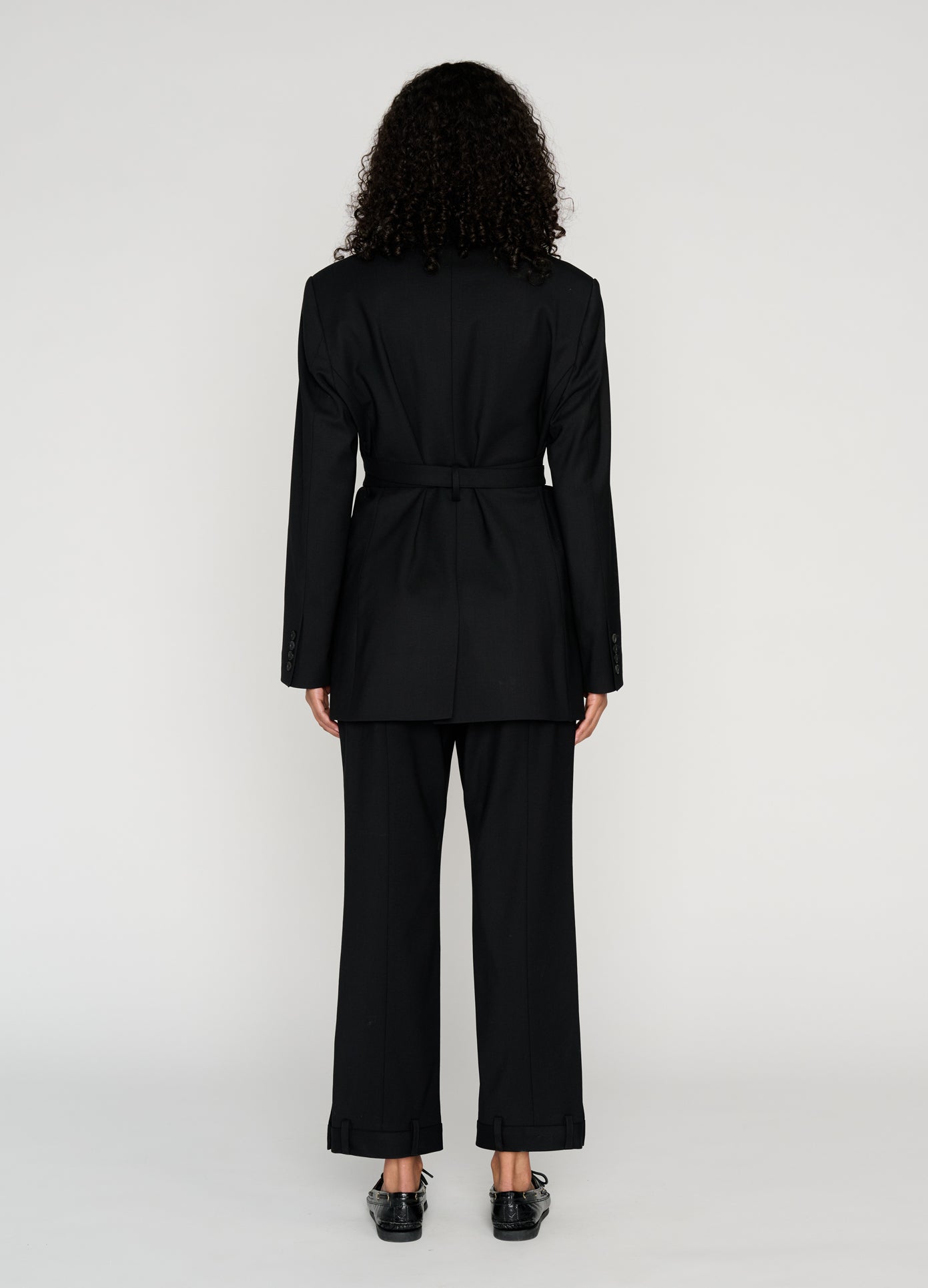 MONSE Harness Cross Over Blazer in black on model full back view
