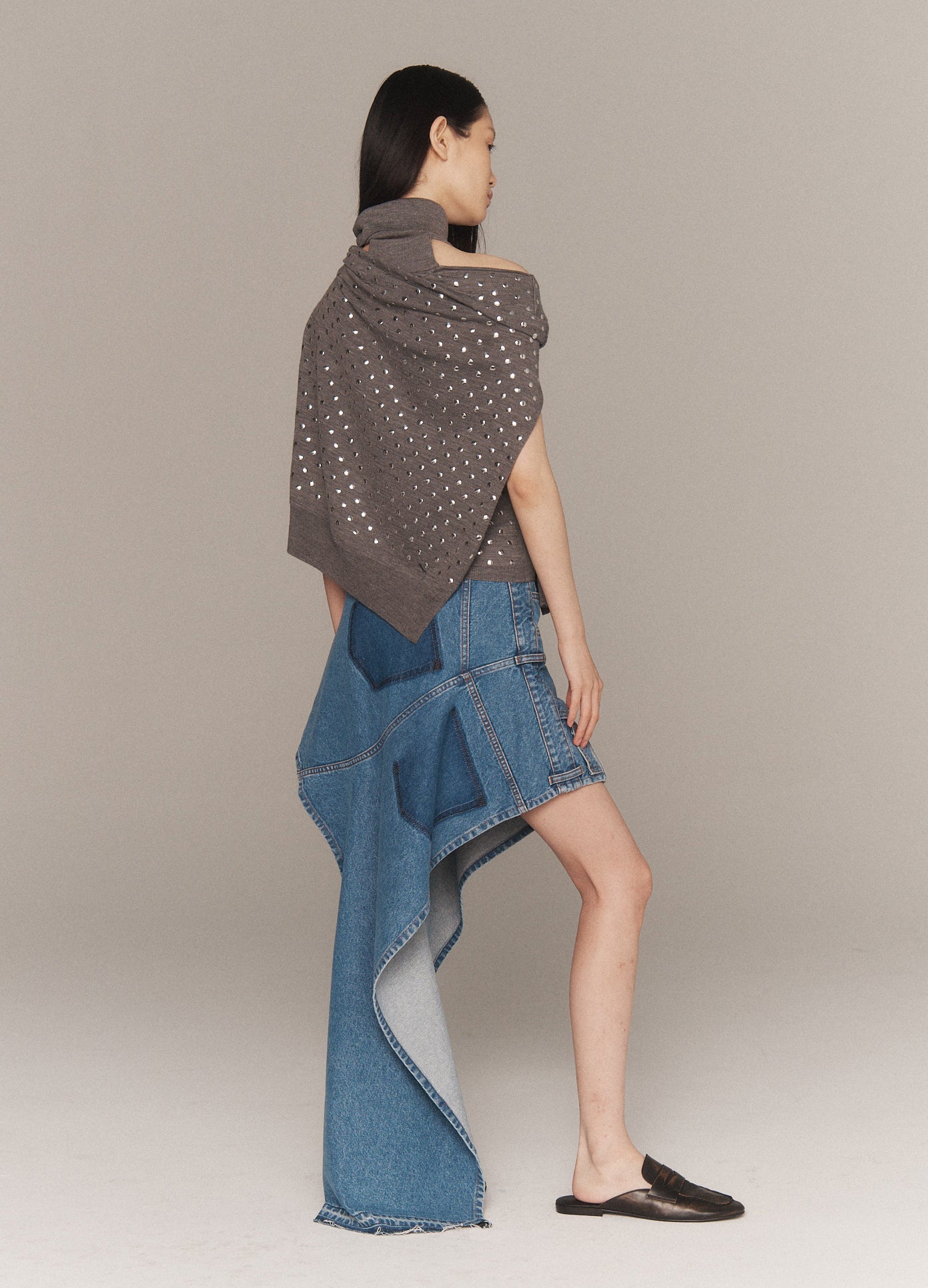 Hotfix Studded Halter Neck Top With Scarf