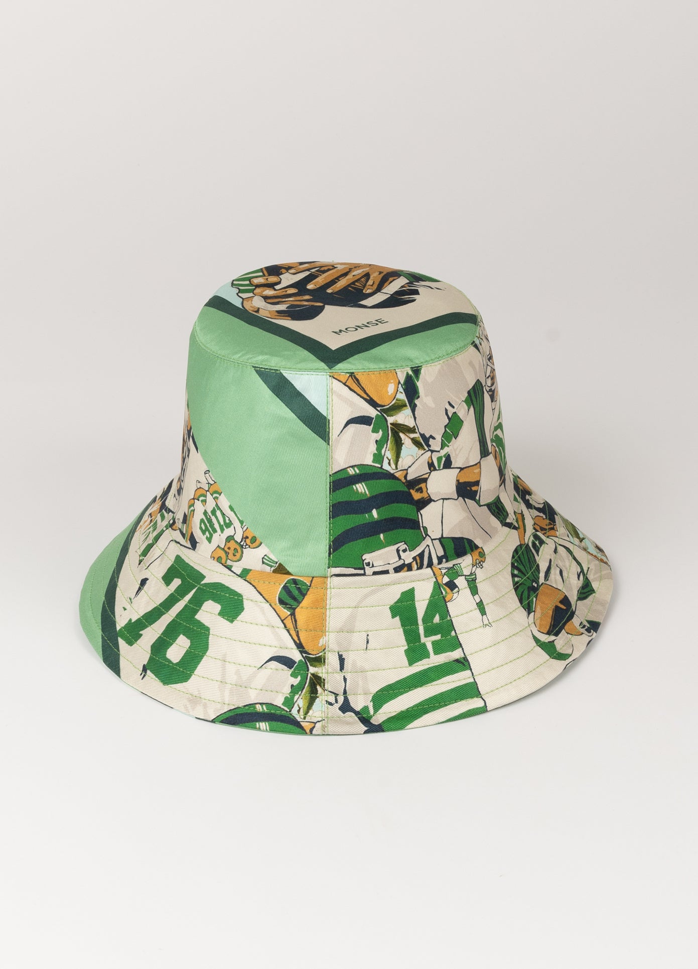 MONSE x J. Logan Home Silk Hat in green multi back view