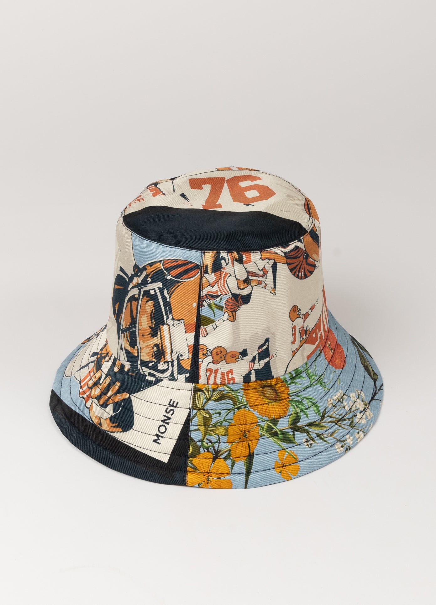 MONSE x J. Logan Home Silk Hat in blue multi left side view