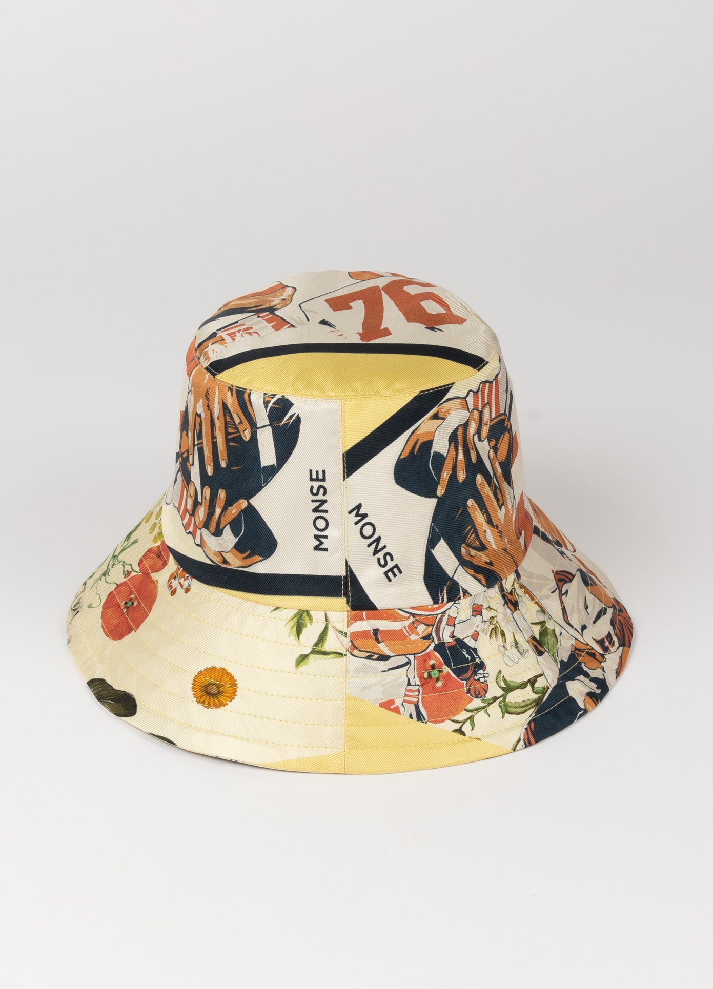 MONSE x J. Logan Home Silk Hat in yellow multi back view
