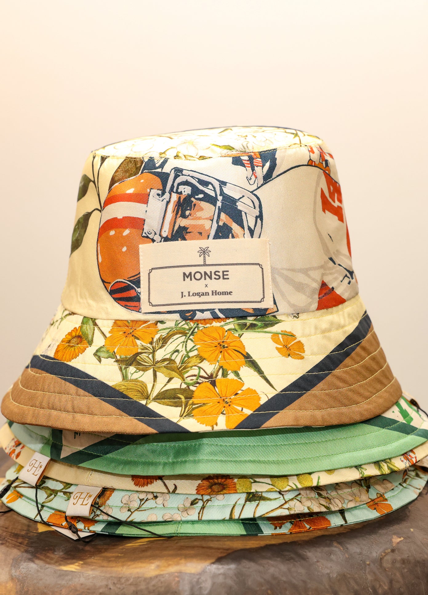 MONSE x J. Logan Home Silk Hat in yellow multi stacking image