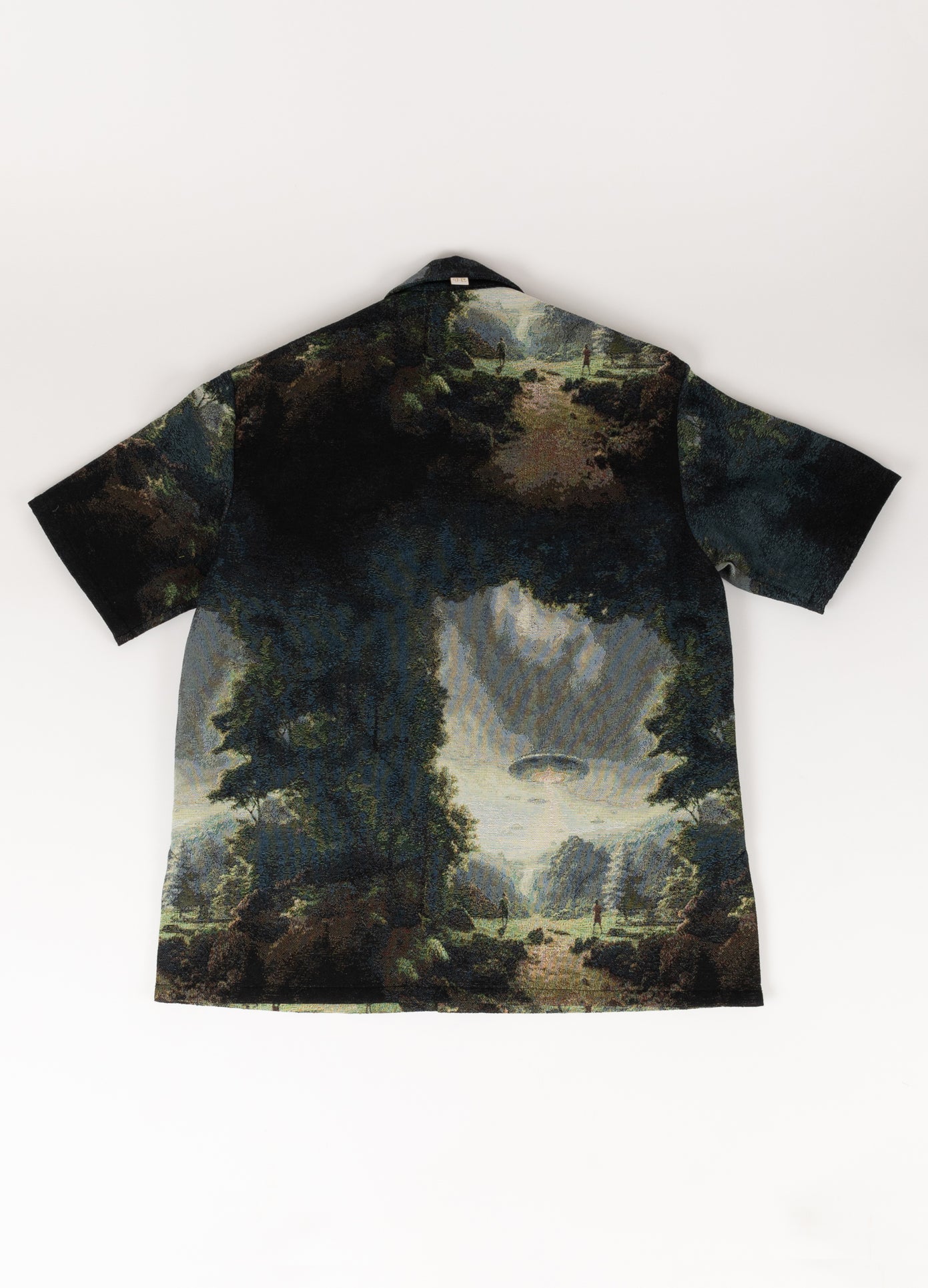 MONSE x J. Logan Home Silk Short Sleeve Shirt in alien print multi back view