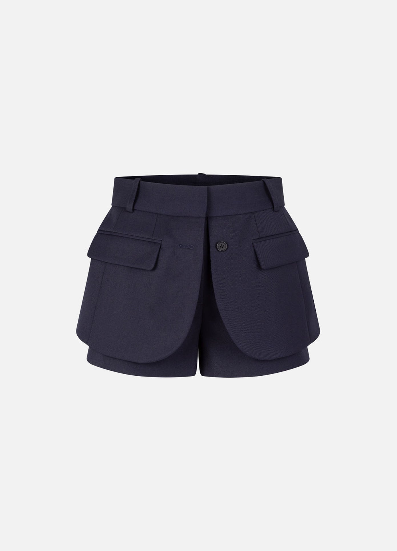 MONSE Jacket Hem Shorts in midnight flat front