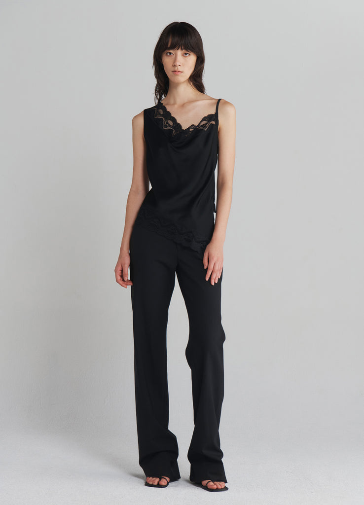 Lace Trim Camisole Top in Black With Lace Applique