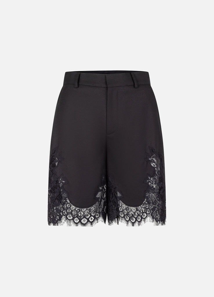 Lace Trimmed Tailored Shorts in Black