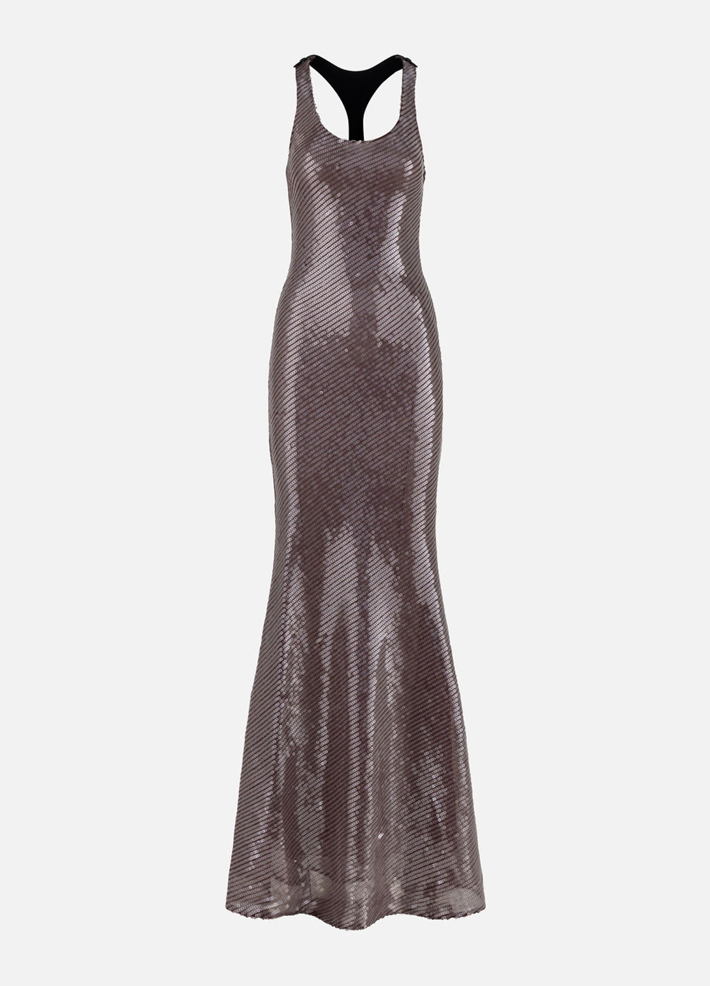 MONSE Leather Harness Sequin Dress in Dark Nude flat front
