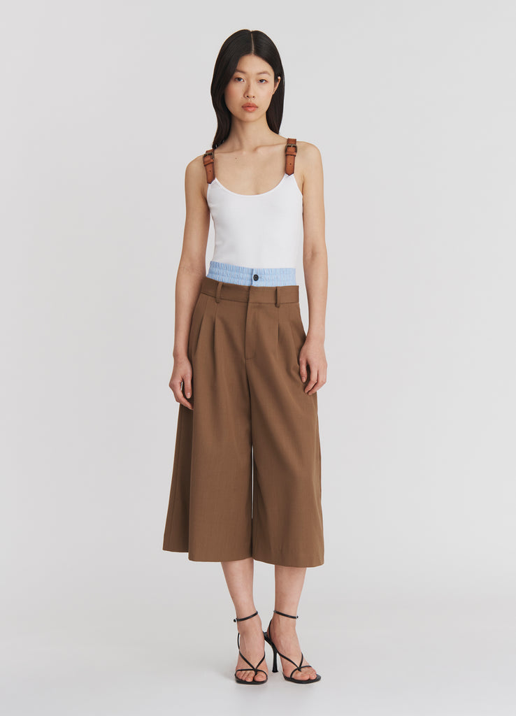 Leather Strap Tank Top in Ivory