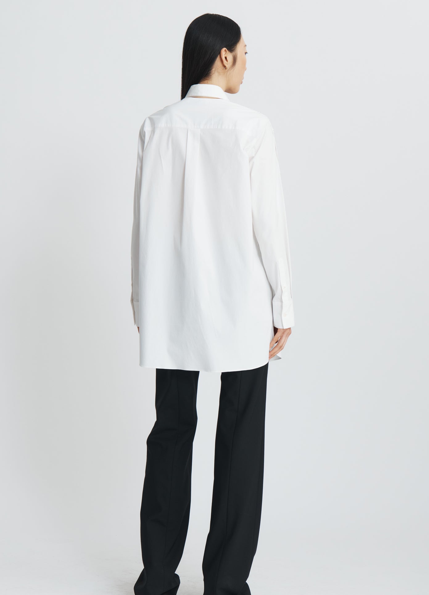 MONSE Off The Shoulder Shirt in ivory on model full back view