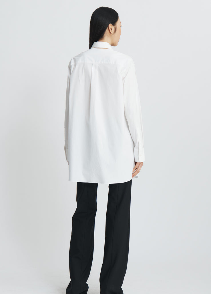 Off the shoulder white collar shirt best sale