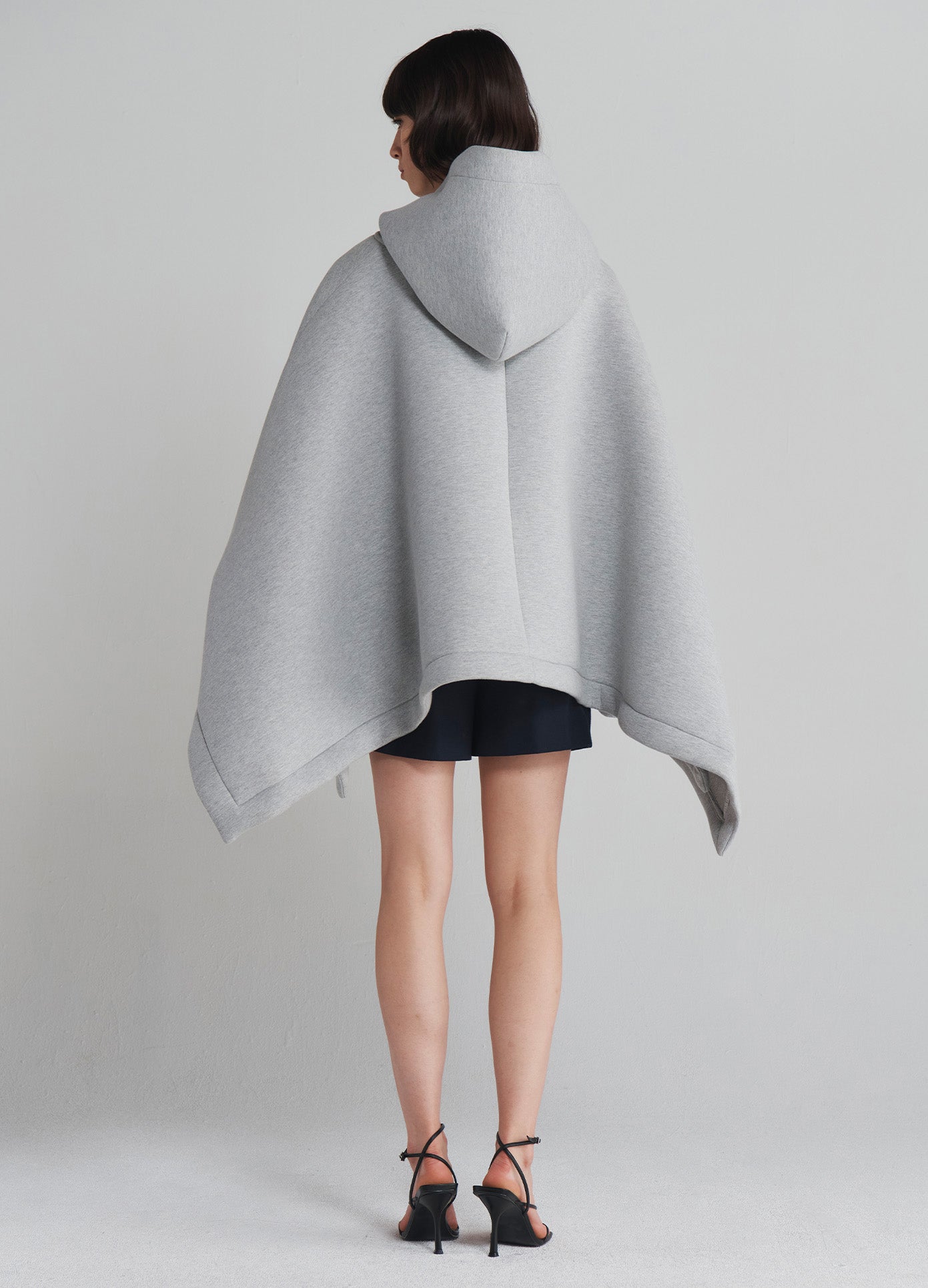 MONSE Oversized Zip-Up Hoodie in Grey on model full back view