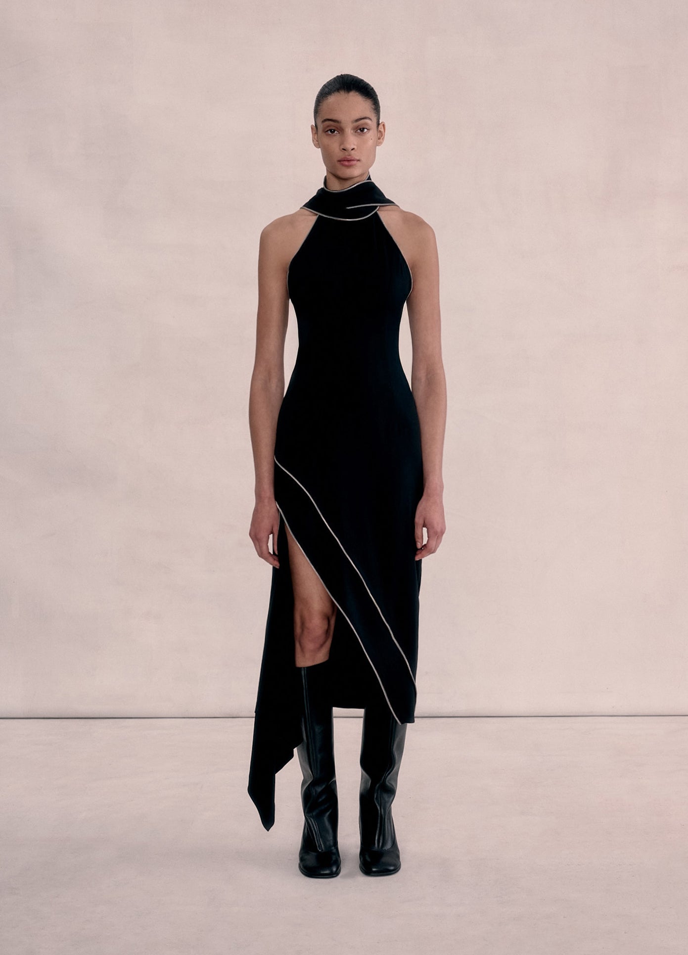 MONSE Resort 2025 Zipper Dress in Black on model front view