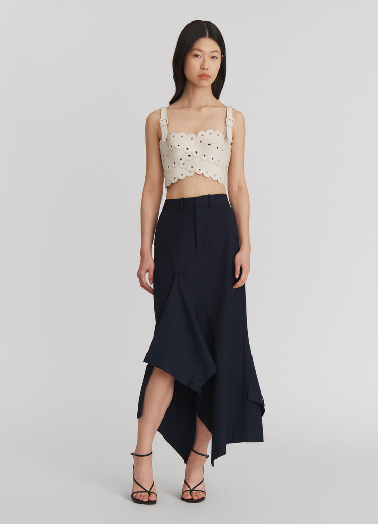 Scallop Leather Bustier in Ivory