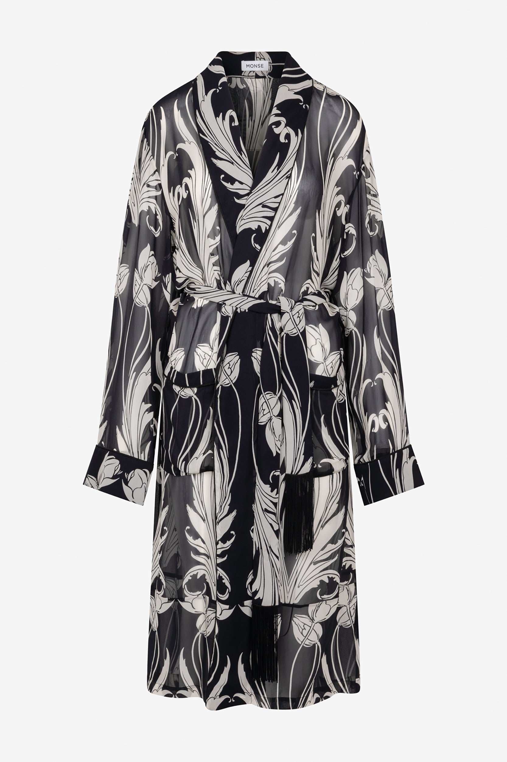 Piped Silk Robe Coat