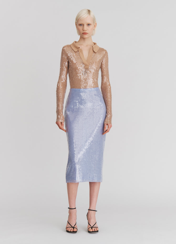 Sheer Sequin Pencil Skirt - Main Image