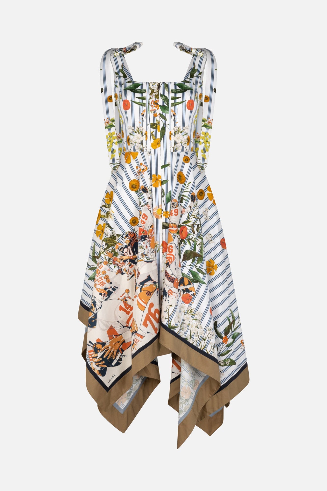 Shoulder Ties Printed Midi Dress