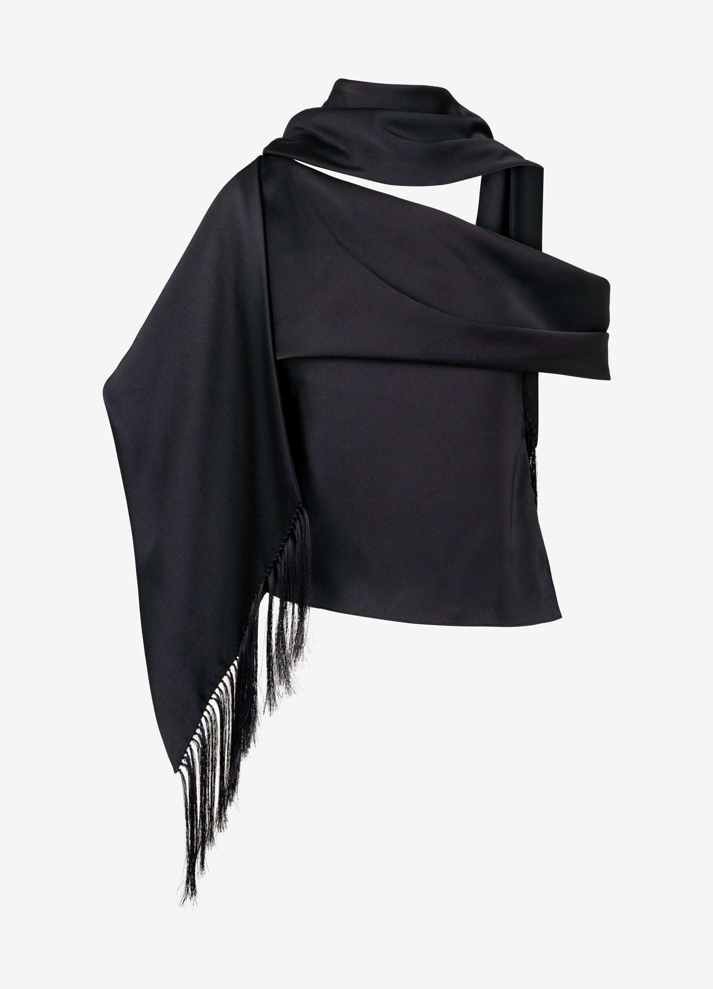MONSE Sleeveless Asymmetric Hem Scarf Top in black flat front