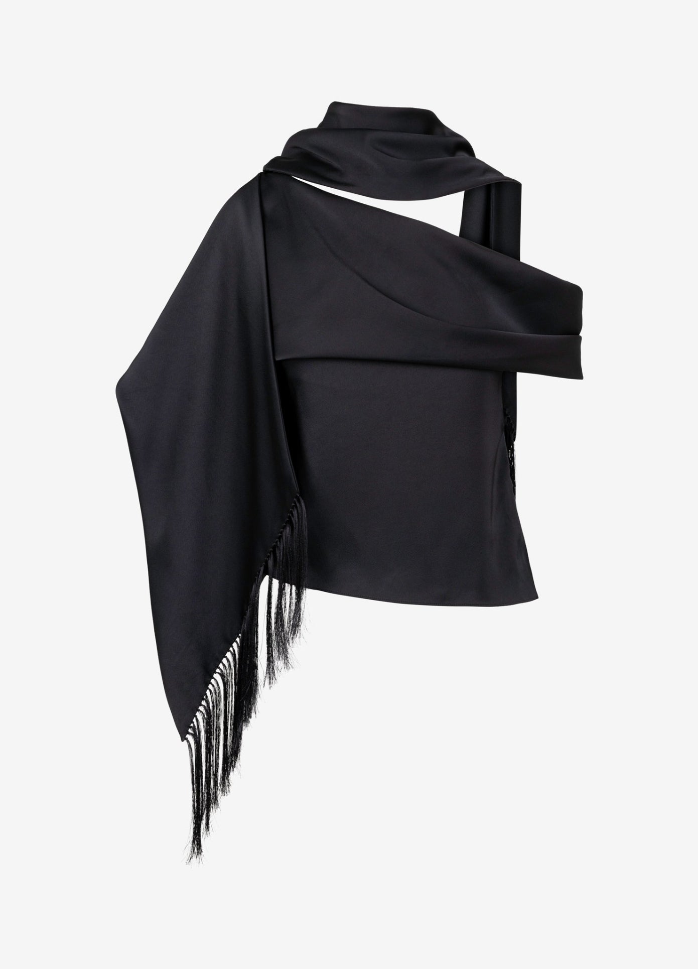 MONSE Sleeveless Asymmetric Hem Scarf Top in black flat front
