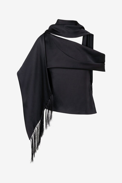 NEAU round hem best ベスト　black monse-sleeveless-asymmetric-