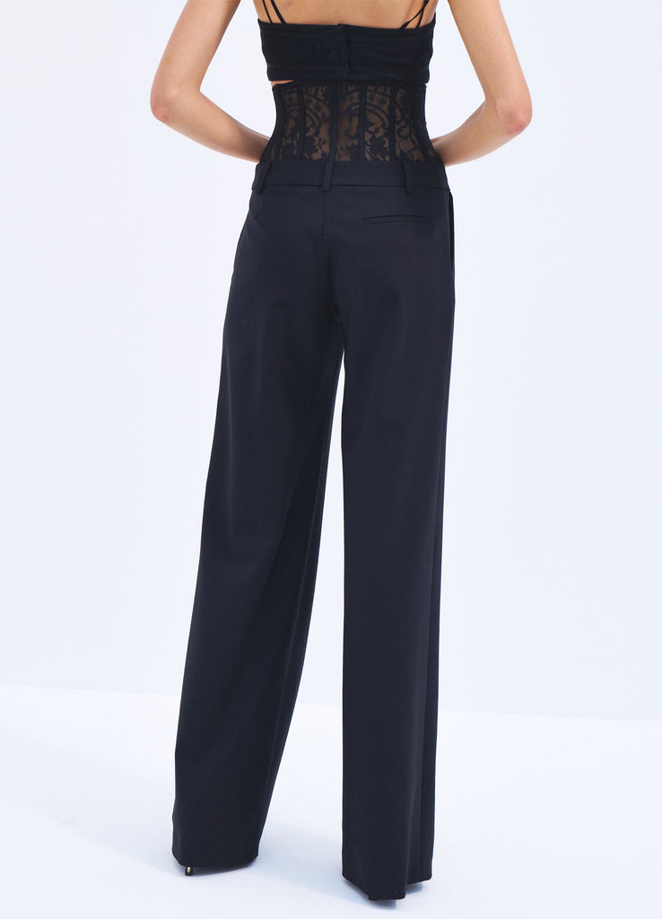 Lace Bustier Trousers in Black