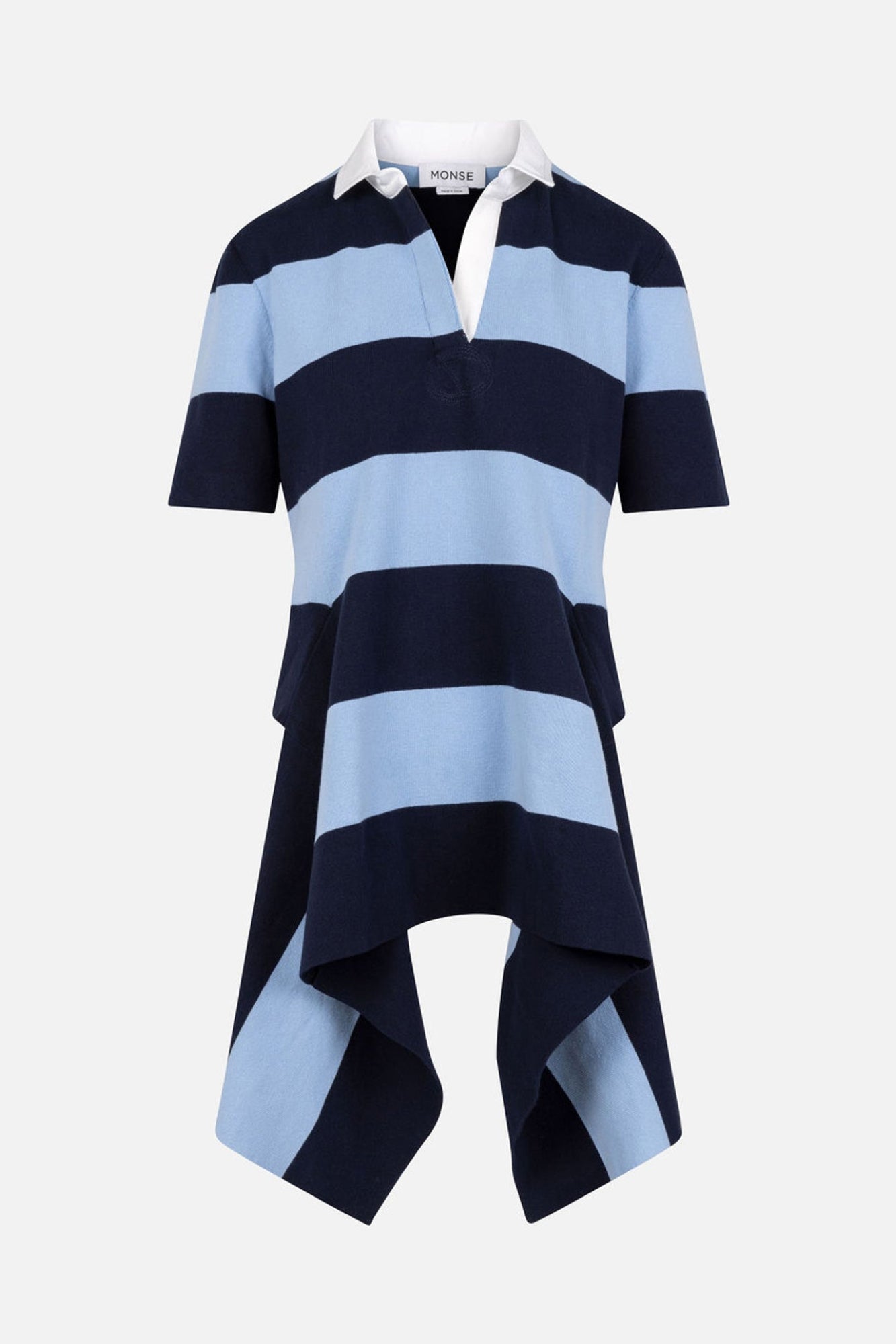 Striped Cascade Half Placket Knitted Top