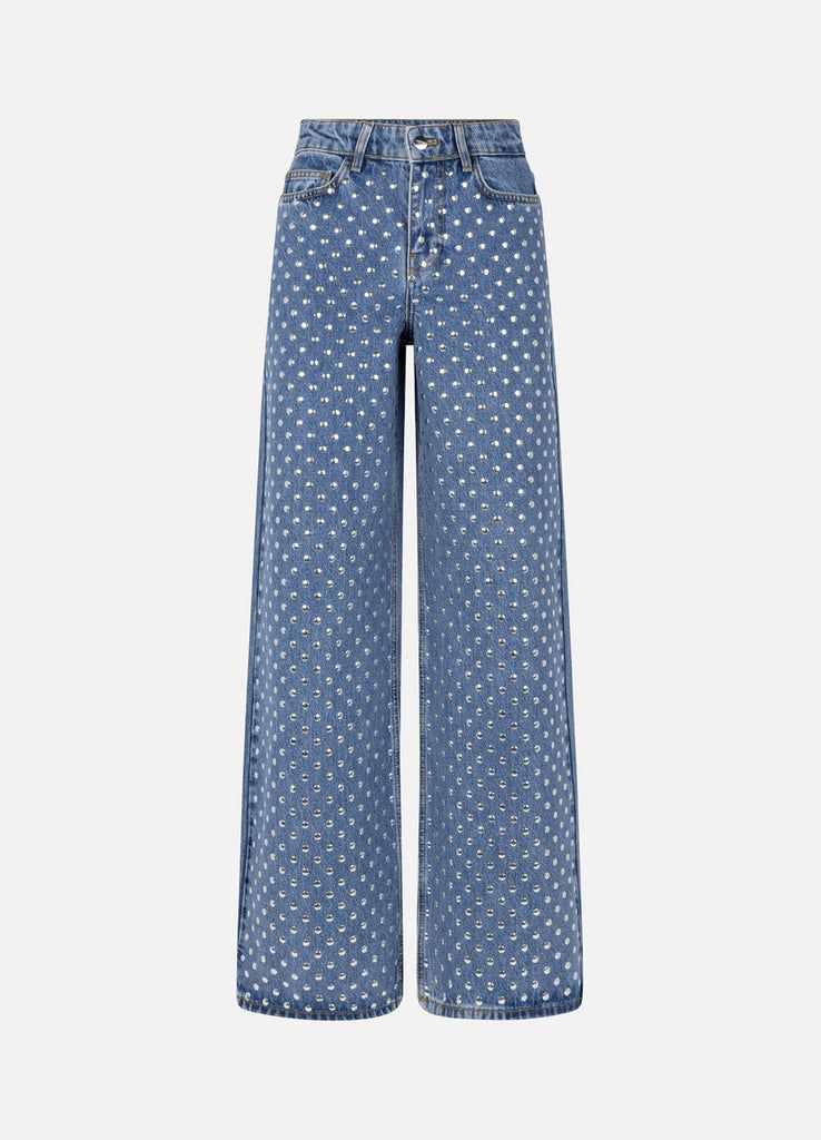 【MONSE】indigo-BLUE サイドcut-out DENIM パンツ Studded Denim in Indigo