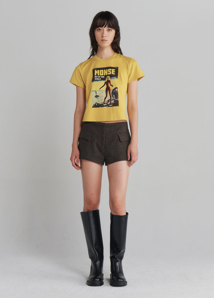 Tailored Mini Shorts in Brown Multi