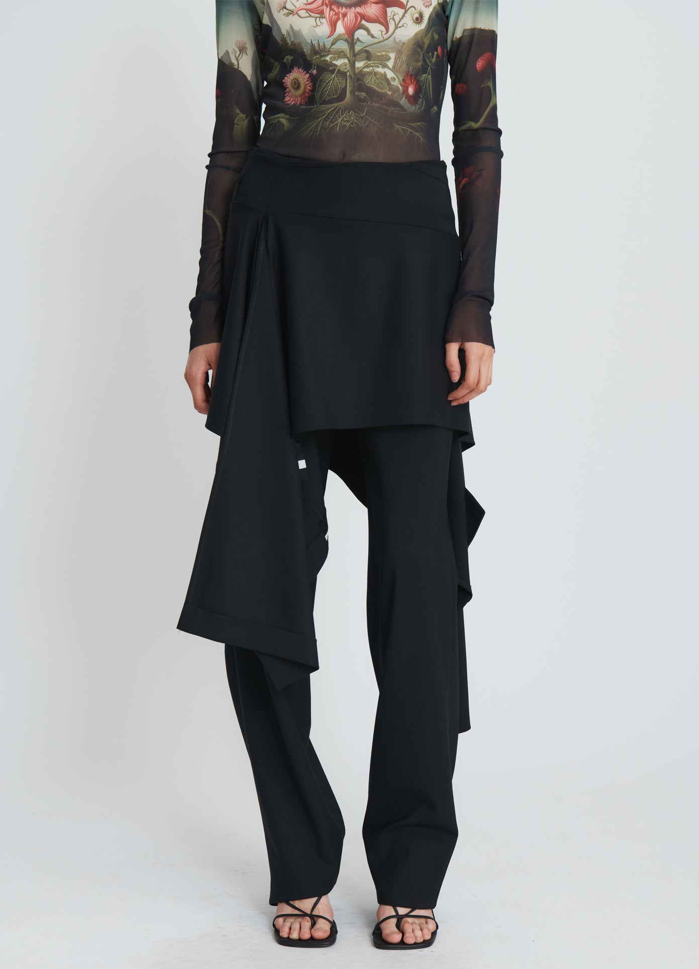 MONSE Tailored Skirt Trousers in black on model front view