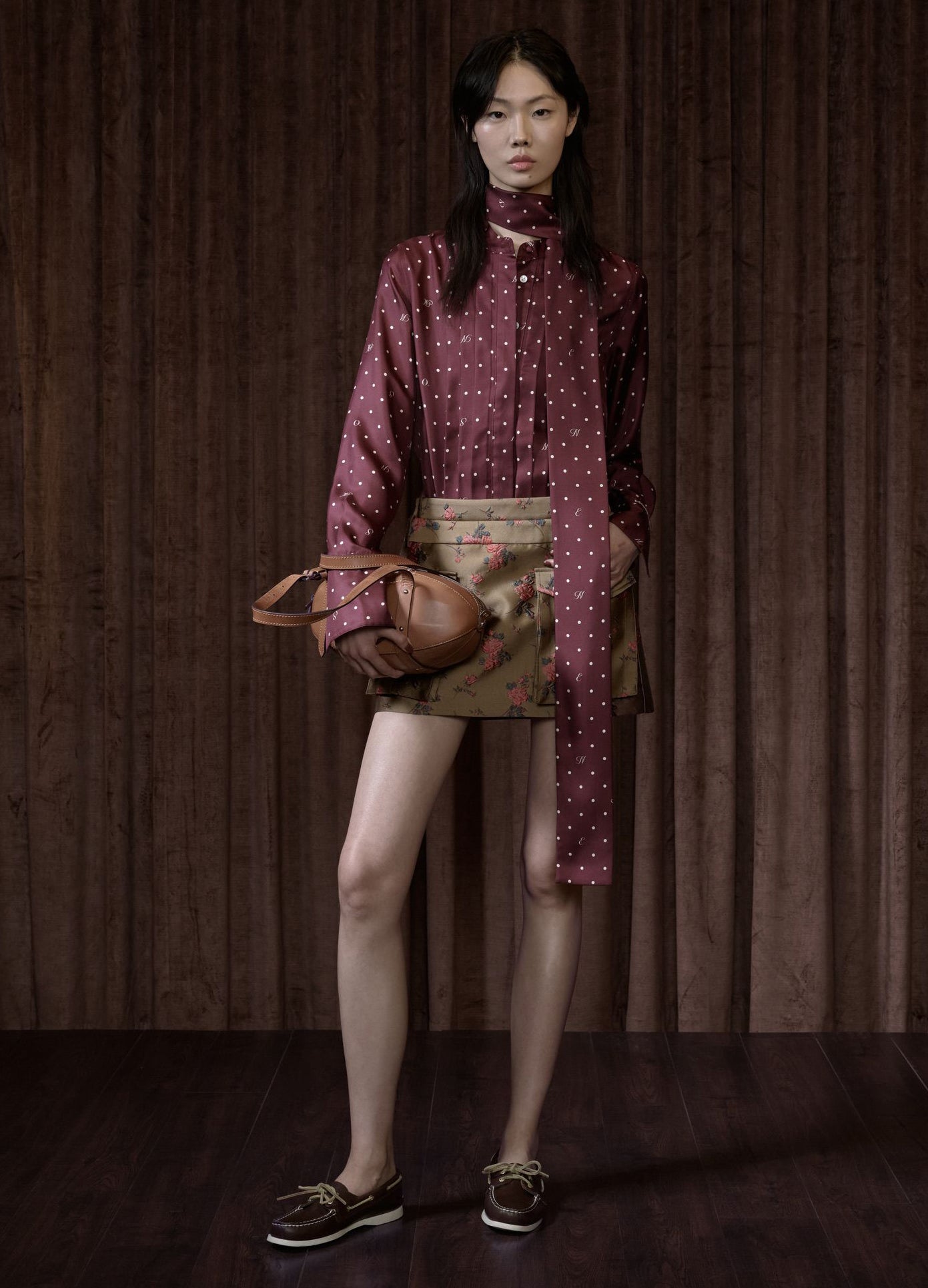 Tie Neck Cowl Back Blouse