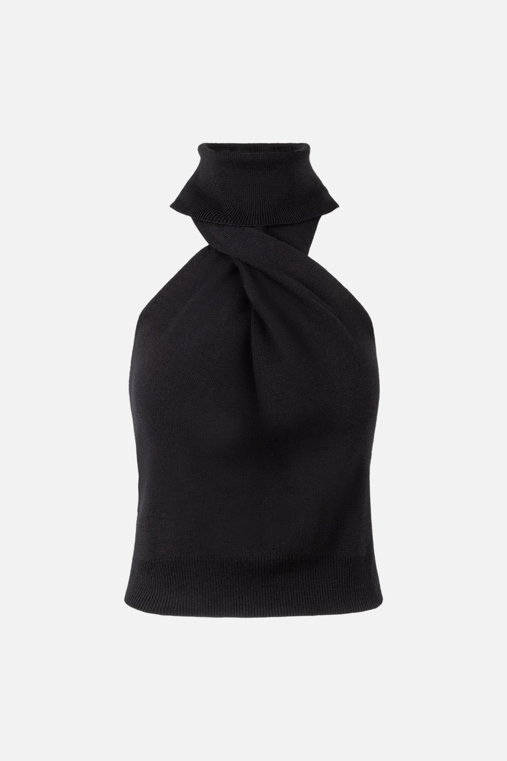 Twist-Front Halter Knit Top