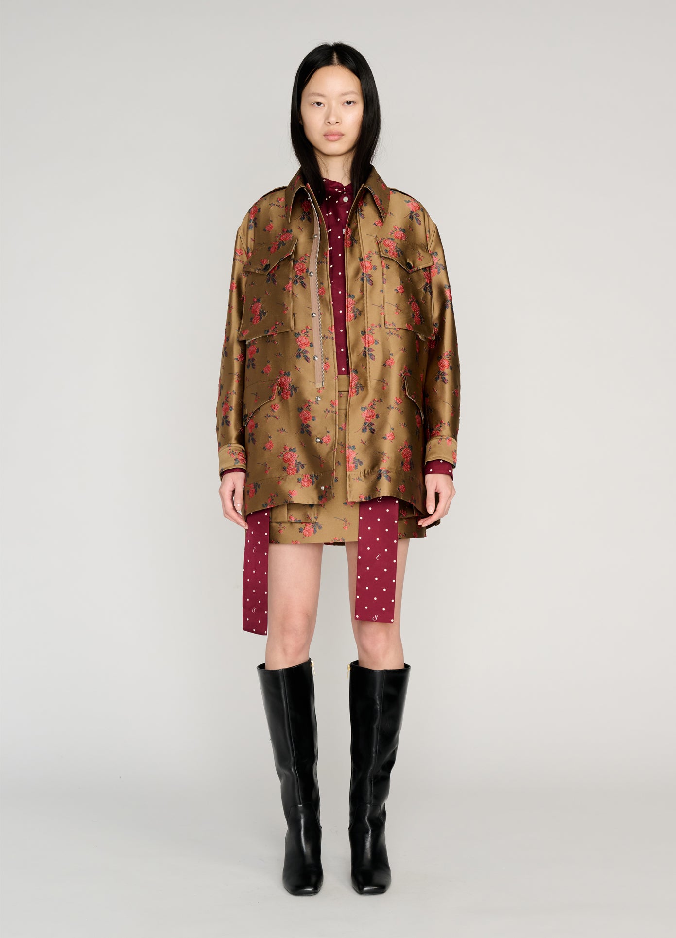 MONSE Utility Jacket in brown on model full front view