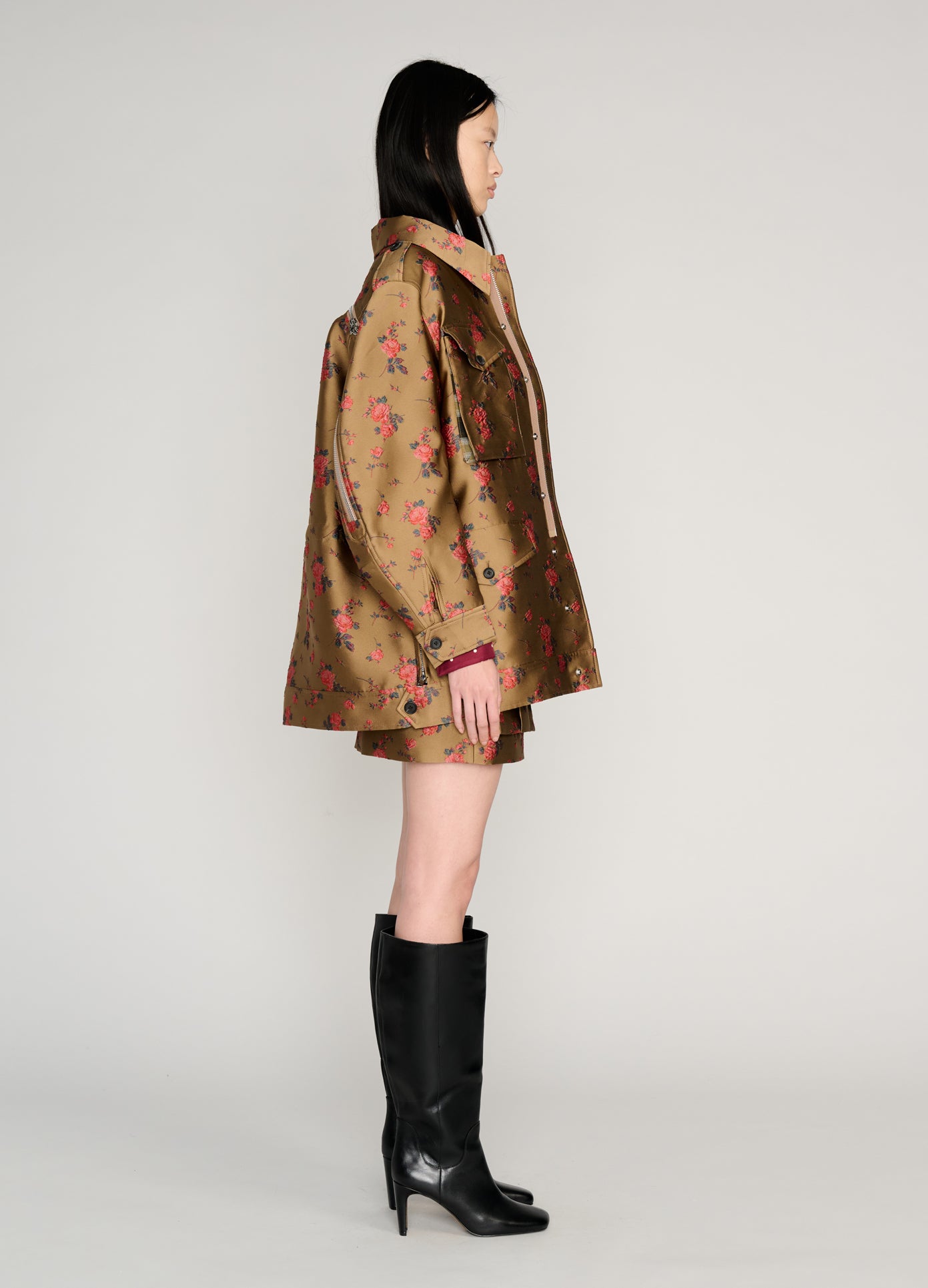 MONSE Utility Jacket in brown on model full side view