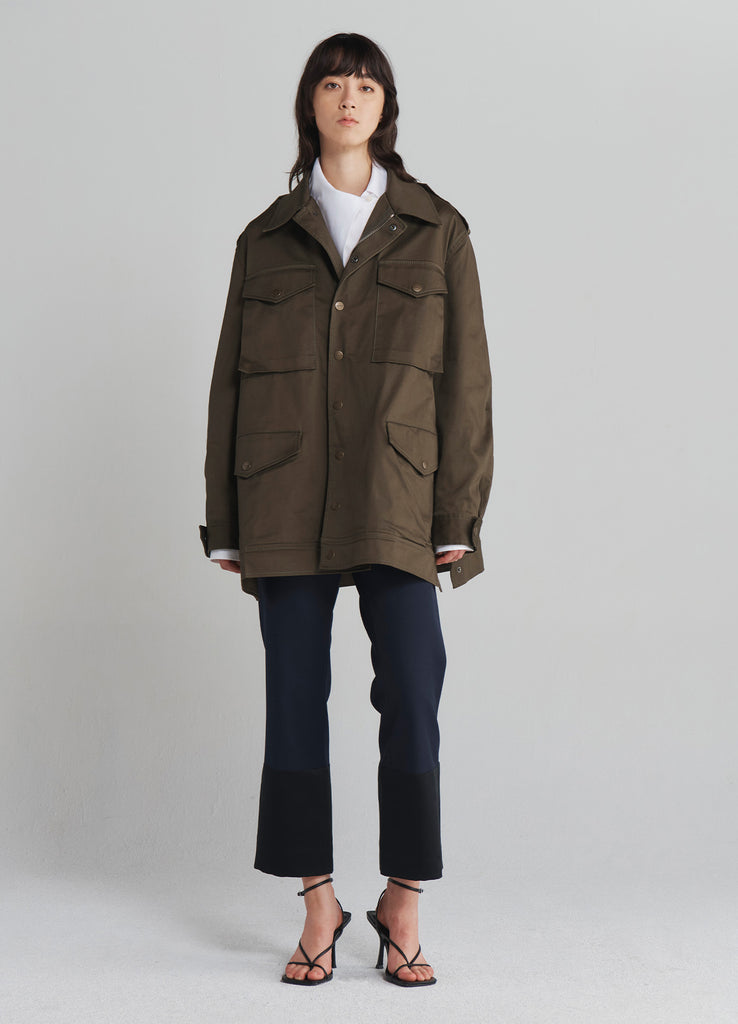 Utility Jacket in Olive With Cargo Pockets in a Relaxed Fit