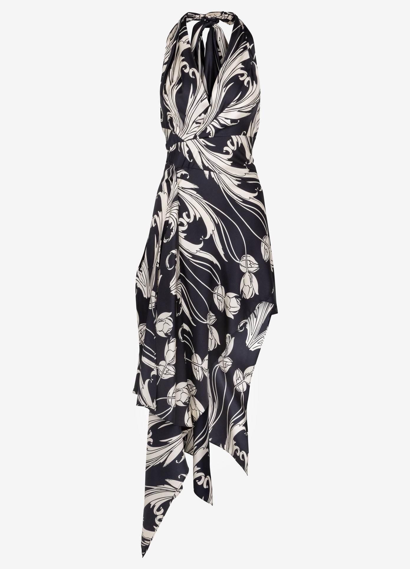 MONSE V-Neck Printed Dress in black flat front