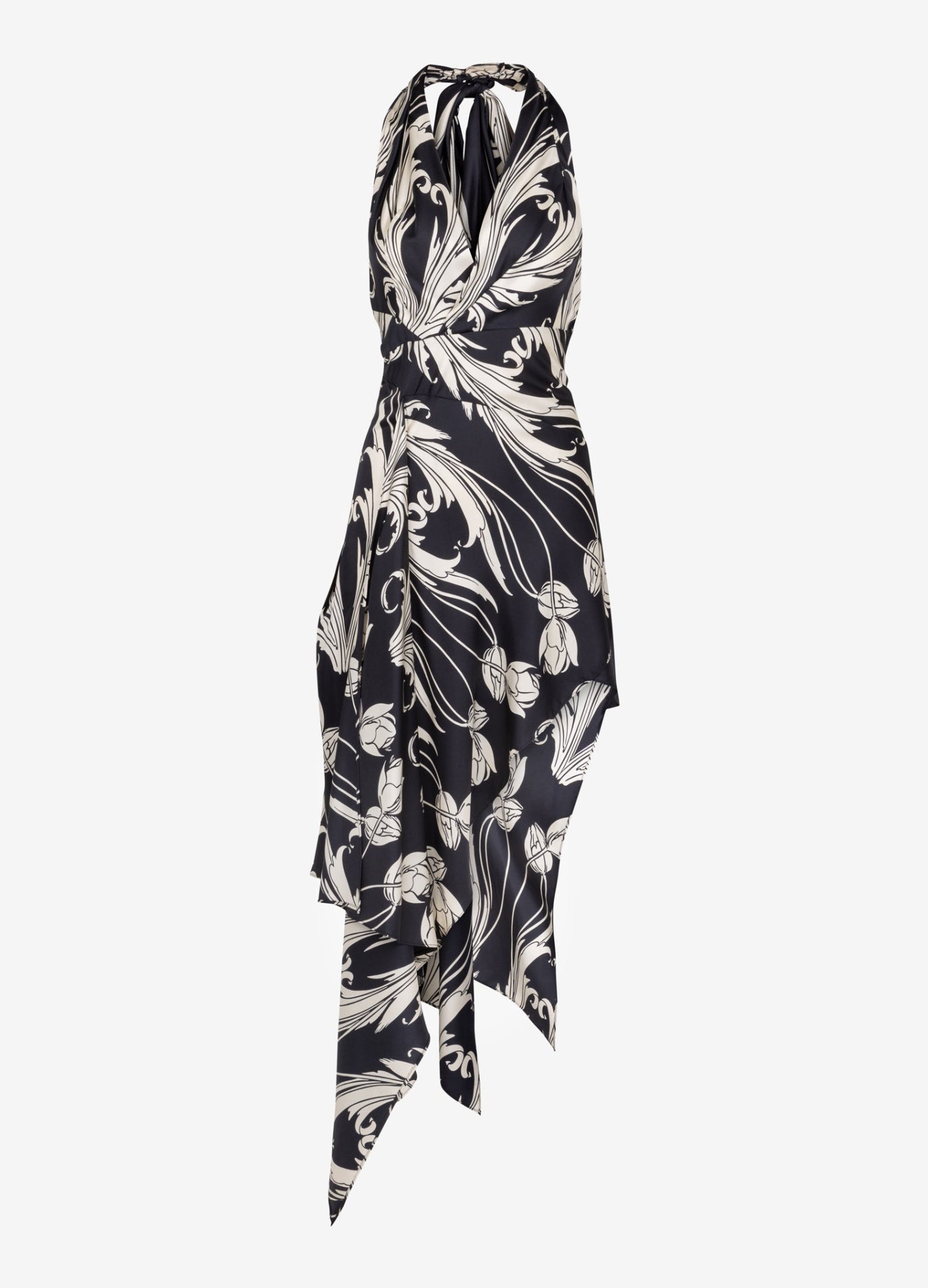 MONSE V-Neck Printed Dress in black flat front