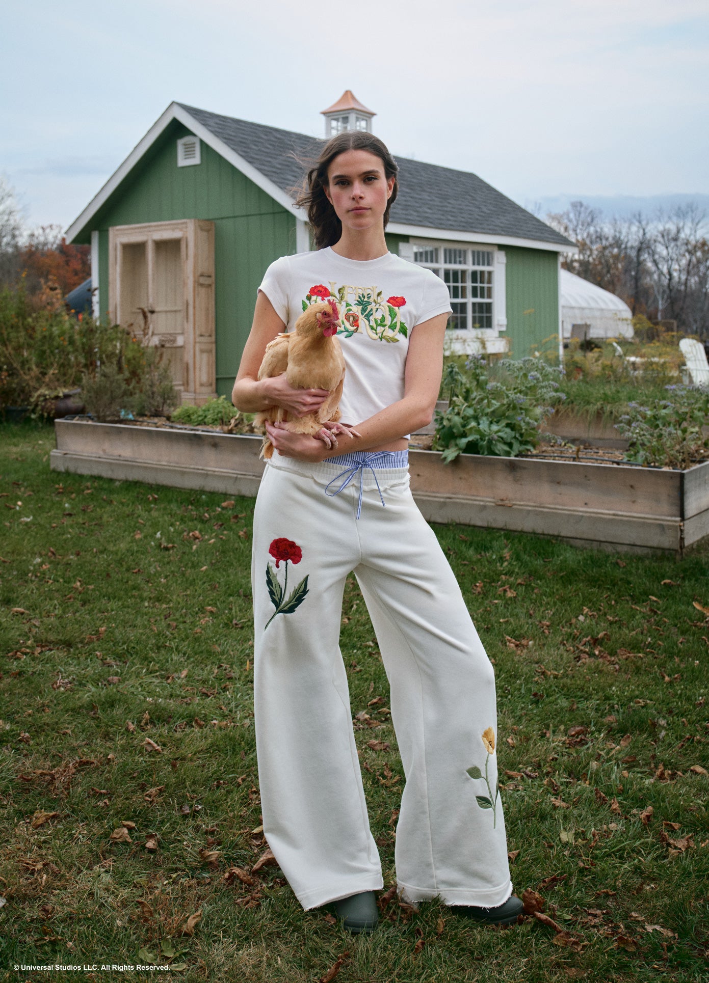 MONSE x Wicked Collaboration I Feel Wicked Shirt in white on model full front view lifestyle image